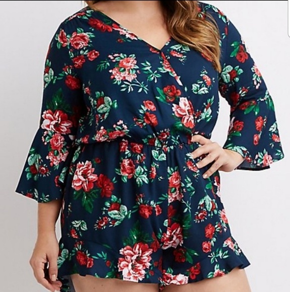 Charlotte Russe Pants - Charlotte Russe | Floral Bell Sleeve Romper
